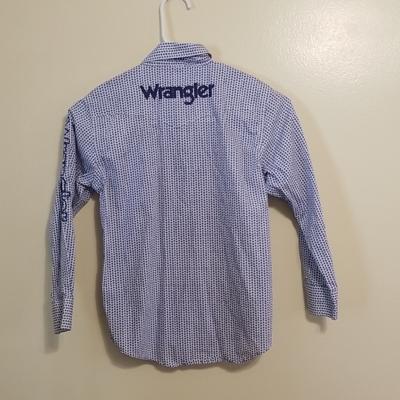 Wrangler Kids Embroidered Long Sleeve Button Down Collared Shirt Western Medium - Picture 8 of 12